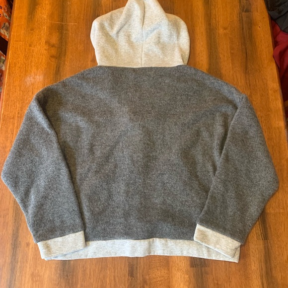 Vintage Havana Varsity Jacket Medium Two-toned Gray Snaps Pockets Hood - Picture 7 of 9